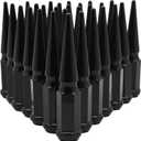 20 Pc Black Spike Lug Nuts14x1.5 Spiked Metal Lug Nuts Solid 1 Piece 4.5" Tall Acorn Lug Nut + 1 Special Design Key for Aftermarket Wheels 5 Lug Trucks Suv's M14x1.5 Made in USA