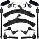 TUCAREST 12Pc Suspension Kit Fit For 2010-2014 Su-baru Outback, 2 Front Lower Control Arm Ball joint + 4 Outer Inner Tie Rod + 2 Sway Bar + 2 Boots [# 522-831 522-832 K750084 EV800049 ES3712 K9513]