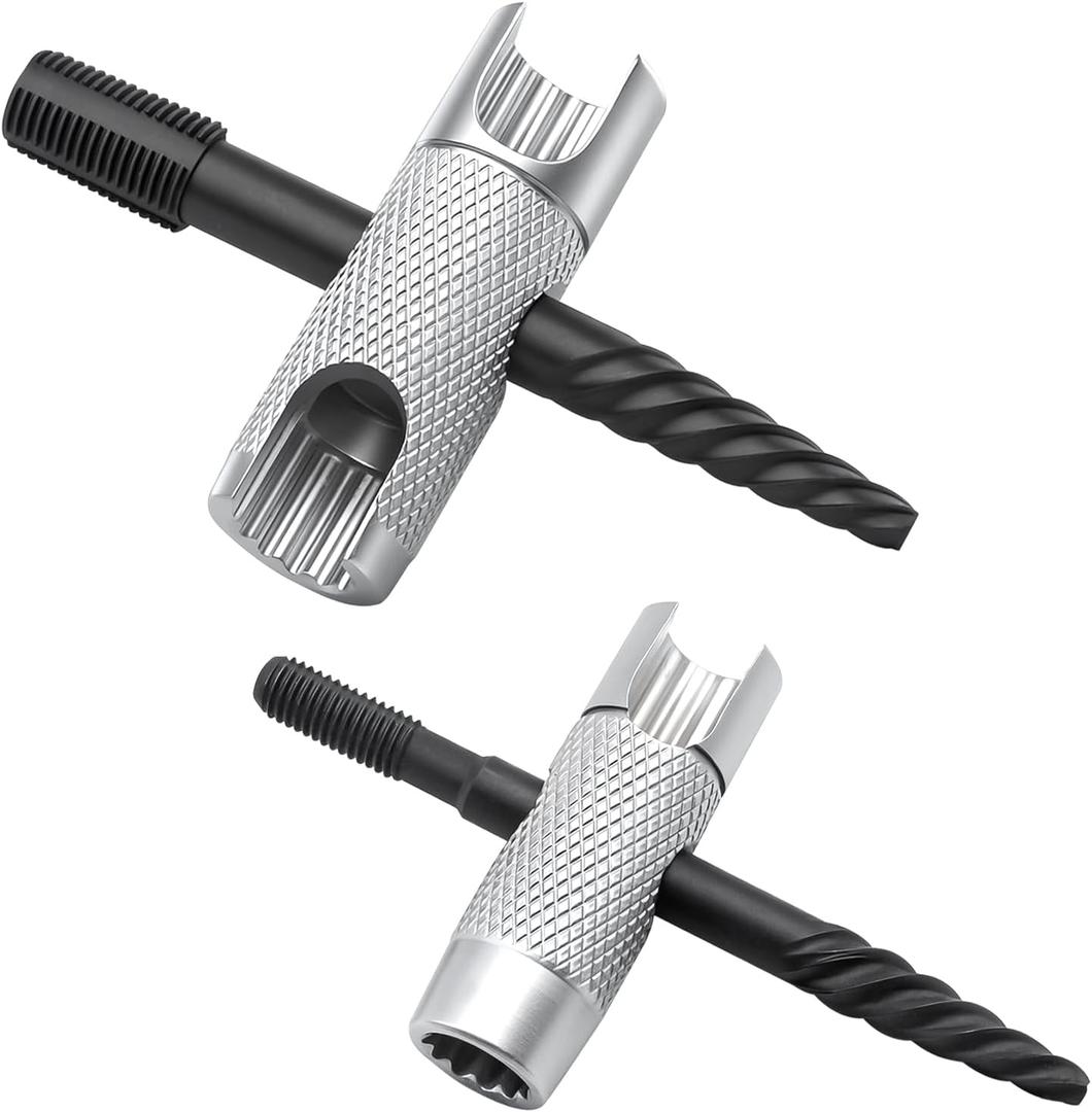 2 Pcs Grease Fitting Tool, 4-in-1 Grease Zerk Fitting Tool, Grease Zerk Tool Fit 1/4"-28 SAE, 1/8"-NPT, M10x1 M8x1 and Hex Size 3/8" 5/16" 7/16" for Install & Remove