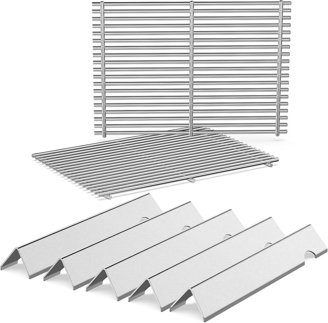 QuliMetal SUS304 18.75" Grill Grates with 66032 Flavorizer Bars for Weber Genesis II 300 /LX 300, GS4 Genesis II E-310 E-315 S-335 Series Grill, 66795 66095 Parts for Weber Genesis II Grill Parts