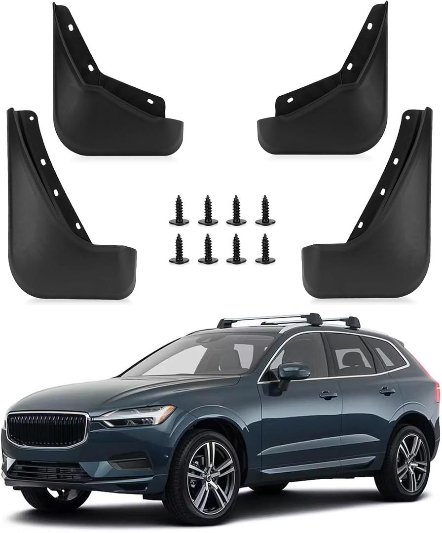 PSLER Fit for Volvo XC60 2018-2024 Mud Flaps Set of 4PCS Mud Guard Kit Splash Guards Mudguards Mudflaps with Hardware Kits Accessory Front and Rear