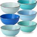 vancasso Bonita 12 Oz Small Bowls Set of 6, Ceramic Mini Dessert & Dipping Dishes, 5" Kids Bowls for Dip and Snacks, Dishwasher & Microwave Safe, Blue (Cool Color)