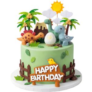 Knana 18Pcs Dinosaur Cake Topper Dinosaur Cake Decorations Dinosaur Egg Cake Decorations for Dinosaur Birthday Party Supplies