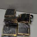 Yeaqee 50 Pcs Mini Metallic Foil Gift Bags with Handles 4x4.75x2.25'' Valentine Tiny Thank You Favor Bag with Tag for Winter Galentine New Year Welcome Wedding Baby Shower Birthday(Black, Gold)