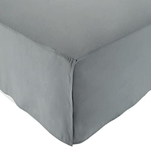 Amazon Basics Lightweight Pleated Bed Skirt, Full, Dark Grey, Solid