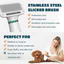 2-in-1 Dog Dryer with Slicker Brush for Small Dogs and Cats, Pet Hair Dryer, Dog Blow Dryer for Grooming with 300 Watts, 75-85 dB, Adjustable Temperature, Overheat Protection, White