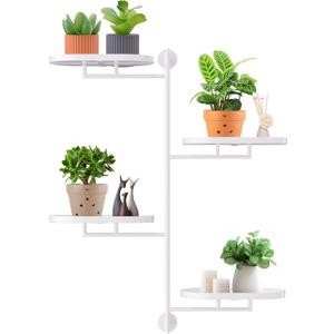 Rotating Window Shelves for Multiple Plants Indoor,4-tier Metal Corner White Plant Stand Holder Floating Hanger Shelf for WallWindows Sill Gifts for Planter Lover to Enhance Home Decor