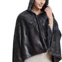 Wearable USB Heated Blanket Shawl Hooded, Portable, 3 Gears 7 Heating Zones Cordless Zip Throw for Women, Outdoor, Office, Camping