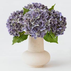 4 Pcs 20'' Gray Purple Real Touch Hydrangea Artificial Flowers Vintage Lifelike Latex Hydrangeas Long Stem for Boho Home Decor Porch Outdoor Wedding Kitchen Xmas Table Centrepiece