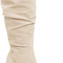 PiePieBuy Womens Faux Suede Knee High Boots Pointed Toe High Chunky Heel Side Zipper Party Dress Booties  (9, Nude)