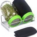 Seed Sprouting Jar Kit with Wide Mouth Mason Jars, Premium Stainless Steel Screen Sprout Lids, Blackout Sleeves, Tray and Sprouter Stand - Growing Broccoli, Alfalfa, Mung Beans and More