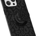 Svanove Cheetah Print Phone Case for iPhone 14 Pro Case with Magnetic Phone Grip, Cute Girly Leopard Case Compatible with Magsafe Phone Holder Stand for Women, Retro Y2k Hard Shell Cover, Black