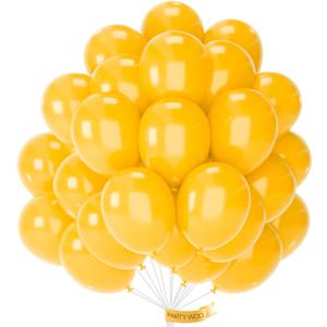 PartyWoo Mustard Yellow Balloons 50pcs 12 Inch Yellow Fall Balloons for Birthday Graduation Gender Reveal Engagement Baby Shower Bee Summer Sunflower Little Cutie Lemon Party Decorations Yellow-Y10