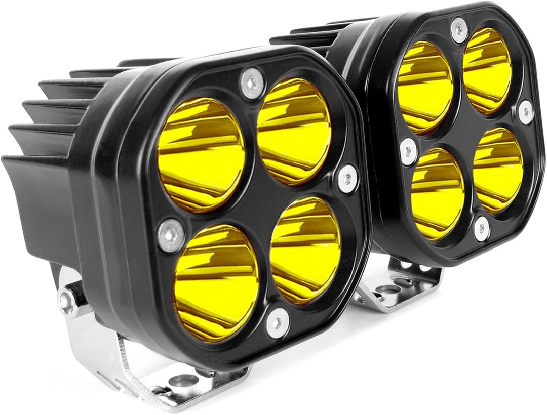 Yellow Led Pods Lights 3Inch 40W Led Driving Off Road Lighting 12V 24V Spot Cube Light Bar for 4WD Pickup Trucks Boat ATV UTV SUV Motorcycle Golf Tractor Amber Fog Light (Pack of 2)