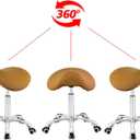 Antlu Saddle Stool Rolling Chair for Medical Massage Salon Kitchen Spa Drafting,Adjustable Hydraulic Stool with Wheels (Without Backrest, Camel)