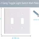 Toggle Light Switch Wall Plate Cover Double Switch Plate 2-Gang Decor Electrical Switch Faceplate, White (4-Pack)