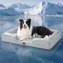 Bedsure Cooling Dog Beds Large Sized Dog - Orthopedic Large Dog Cooling Bed Washable, Dogs Couch Sofa with Waterproof Removable Cover, Pet Bed with Nonskid Bottom, Cooling Grey, 35"