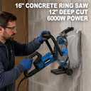 16" Electric Concrete Ring Saw, 6000W, 3500RPM, 12" Deep Cutter