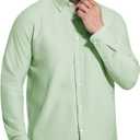 Mens Oxford Shirt Long Sleeve Button Down Shirt Regular Fit Casual Button Down Shirt with Pocket (Green, XXXL)