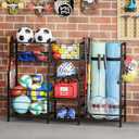 Sonyabecca Garage Sports Equipment Organizer 2 Golf Bag Stand Golf Storage Organizer for Garage with Basket and Hooks, Storage Rack for 2 Golf Bag, Golf Gift for Men, Gifts for Father