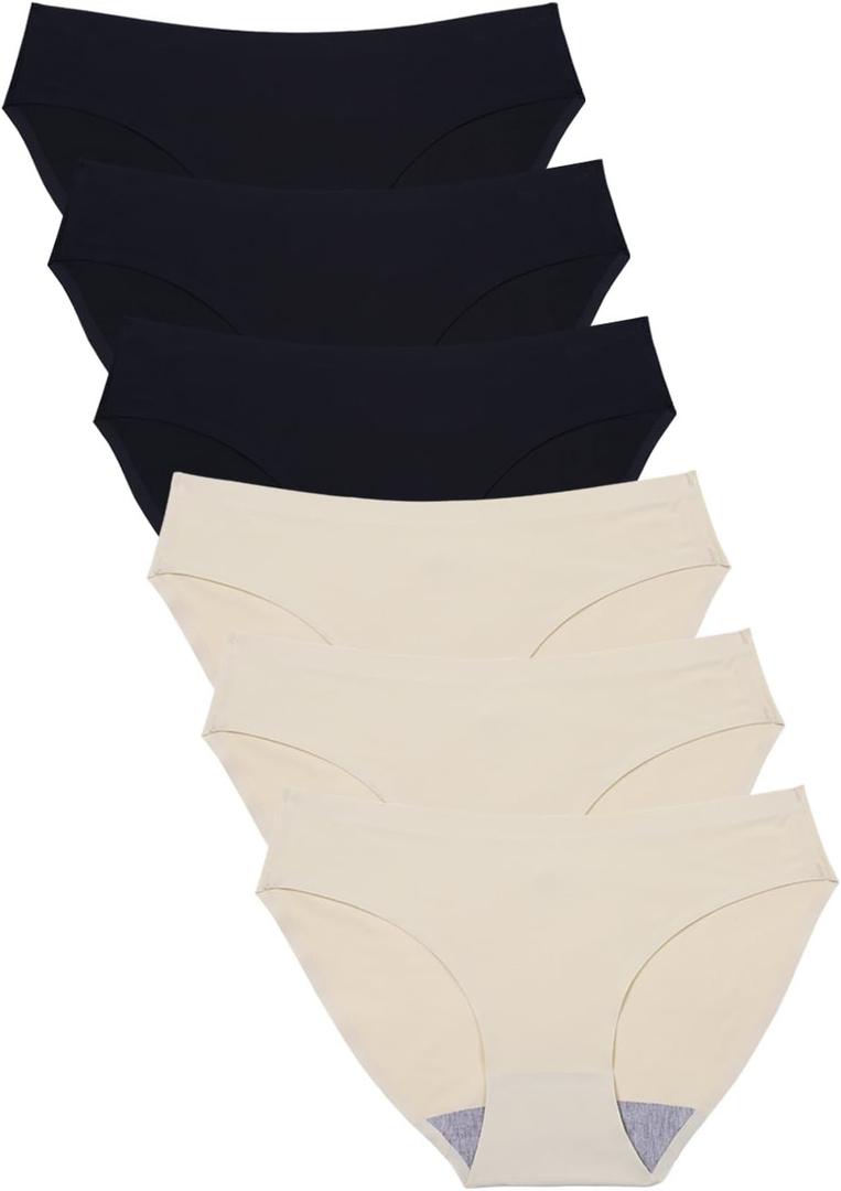 Wealurre Seamless Underwear Invisible Bikini No Show Nylon Spandex Women Panties (Small, B3/A3)