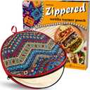 Zippered Tortilla Warmer Pouch - Fit 10 Burrito Size Tortillas, Insulated Fabric - Semicircular Secure Zipper, Microwave Heater Portable Taco Holder for Picnic RV Lunch Trip - Cinco de Mayo, 12 Inch