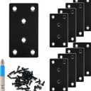 QSJ 8 Pack Black Flat Mending Plate 3.15x1.57'', Stainless Steel Bracket, Straight Metal Brace Bracket, Fixing Joining Plate for Wood Furniture Fastening & Fixing