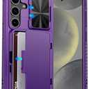 ATATOO for Samsung Galaxy S24 Wallet Case, Built-in Card Holder(Store 4-5 Cards) & Slide Camera Cover & Kickstand, Military Grade Protection, Shockproof Rugged Case for Galaxy S24 6.2", Dark Purple