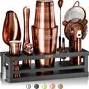 BARE BARREL Mixology Bartender Kit Bar Set | 16-Piece Cocktail Shaker Set | Martini Barware Mixing Tools for Home Bartending | Incl. 35 Recipe Cards | Gift Set (28oz Boston Shaker, Copper/Black)