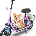 Urbanmax New Electric Scooter for Adults with Seat C1Pro, 18.6MPH & 25 Miles Range, 12" Pneumatic Tires, Dual Shock Absorbers, Dual Brakes, Removable Basket, UL2272 Certified – Pink