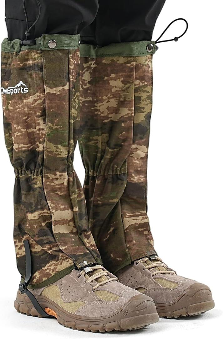 HiGaits Leg Gaiters for Men and Women Waterproof Adjustable Gators for Hiking Boots in Climbing Hunting Trekking & Fishing Snow Gaiters (Camo L)