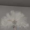 BABEYOND Vintage Bridal Feather Bouquet 1920s Ostrich Feather Fan Crystal Bridesmaid Bouquet 20s Gatsby Wedding Bouquet Flapper Accessories (White & Crystal Handle)