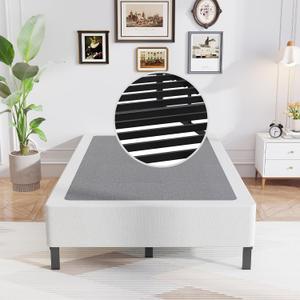 Awesofurni Twin Box Spring, 8 Inch Twin Box Spring Only, 2500 lbs Heavy Duty Metal Frame Mattress Foundation with Fabric Cover, Easy Assembly-Noise Free