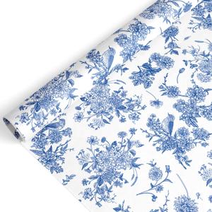 FYSUIMU Spring Blue and White Floral Wrapping Paper -Mini Roll- 17 Inch x 32.8Ft Chinoiserie Flower Gift Wrap Paper Decorative Art Sheet for Wedding Birthday DIY Craft