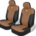 Beige Car Seat Covers for Front Seats, Truck Seat Protectors with Comfortable Mesh Back, Auto Interior Covers | Airbag Compatible Interior Protection for Trucks, Suv, and Cars – (2) Front Seat Protectors Automotive and Truck Accessories