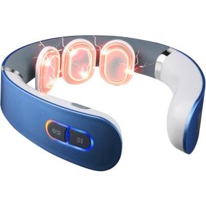 Neck Massager with Heat, 9 Modes and 50 Intensity, Cervical Massage with Adjustable Timers (Navy Blue)