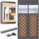 Magnetic Insulated Door Curtain Fits 32"x80" Doors - Thermal Door Cover for Winter with Clear Window, Window Insulation Kit & Doors Draft Stopper to Keep Cold Air Out for Front Doorway Home - Black