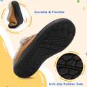 LeIsfIt Toddler Slippers Boys Girls Moccasin Slippers Kids Warm Slip-On House Shoes with Non-Slip Sole for Indoor & Outdoor (7-7.5 Toddler, Brown)