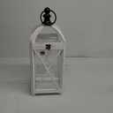 Perfnique Farmhouse Outdoor Lanterns for Patio, White Rustic Lanterns Decor, Vintage Hanging Candle Holder Decorative for Porch, Garden, Yard, Indoor (No Glass)