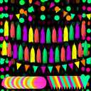 88 Pcs Glow Neon Party Supplies Including Neon Paper Garland 20 Pieces Paper Tassels Garland and Triangle Flags Bunting for Birthday Wedding Black Light Reactive UV Glow Party Decorations
