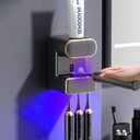 Automatic Toothpaste Dispenser, Electric Toothpaste Dispenser Multi-Function, Toothpaste Dispenser Wall Mounted with 3 Brush Slots, Toothbrush Organizer and Holder for Bathroom (Black)