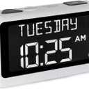 ORKA Talking Clock. Voice Recordable Ex Large Medication Pill Reminder. Talking Alarm Clock for Dementia, Hearing, Visually impaired Seniors-Digital Day Clock with Multiple Customized Alarms White