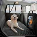 ELLINI Dog Car Seat Cover for Back Seat, Hard Bottom Back Seat Extender for Dogs, Holds 400lbs, 600D Heavy Duty Scratch-Proof Waterproof Dog Hammock for Full-Size Trucks/SUV