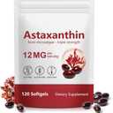 Astaxanthin 12mg, 120 Softgels, Premium Astaxanthin Antioxidant Supplements with Antioxidant Activity, Supports Eye, Skin, Joint & Immune System Health, Fresh Microalgae Source, Non-GMO & No Gluten, BBD 02/08/2028