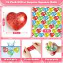 Valentines' Day Gifts Cards for Kids, 24 Pack Heart Squeeze Balls with Greeting Cards for Kids Classroom Exchange Prizes, Stretchy Toy Balls Bulk Gift, Squeeze Relief Fidget Toys for Party Favor
