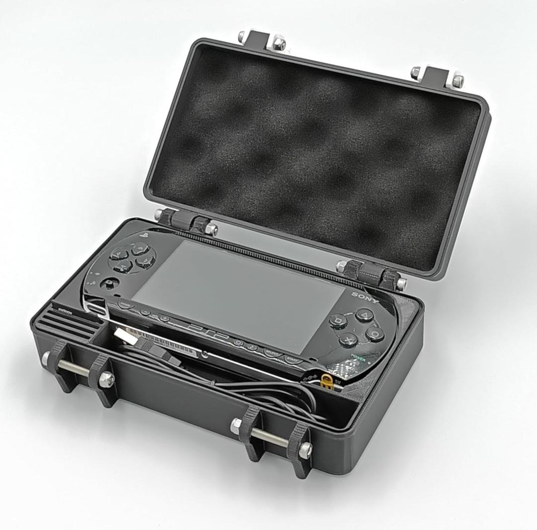 Rugged Protective Carrying Case for PSP 1000 - Holds 4 Games, 4 Memory Cards, USB Charging Cable