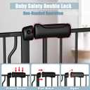 Extra Wide Baby Gate 71.6-76.37 Inch Black, Walk Through Pressure Mounted No Drill Long Large Tension Metal Gate for Dog and Toddler