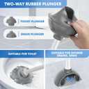 LOVLOY Toilet Plunger and Brush, Bowl Brush and Heavy Duty Toilet Plunger Set with Ventilated Holder, 2-in-1 Toilet Brush and Plunger Combo for Bathroom Cleaning (2 Pack, White)