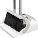 OPTTIDI Broom with Dustpan Combo Set, Hand Broom and Dustpan Set for Sweeping Indoor Angle Broom for Home Office Kitchen Lobby Floor Pet Hair Indoor&Outdoor Cleaning (White&Gray)