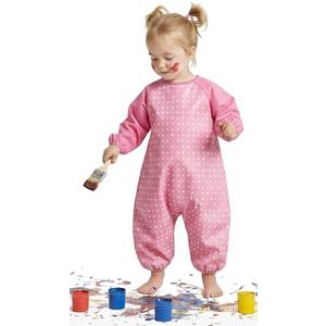 Kids Waterproof Jumpsuit Art Smock Apron – Multifunctional Coverall for Painting, Sensory Play, Sand Play & Rain Pants Alternative – Pink XS, Ages 1–2